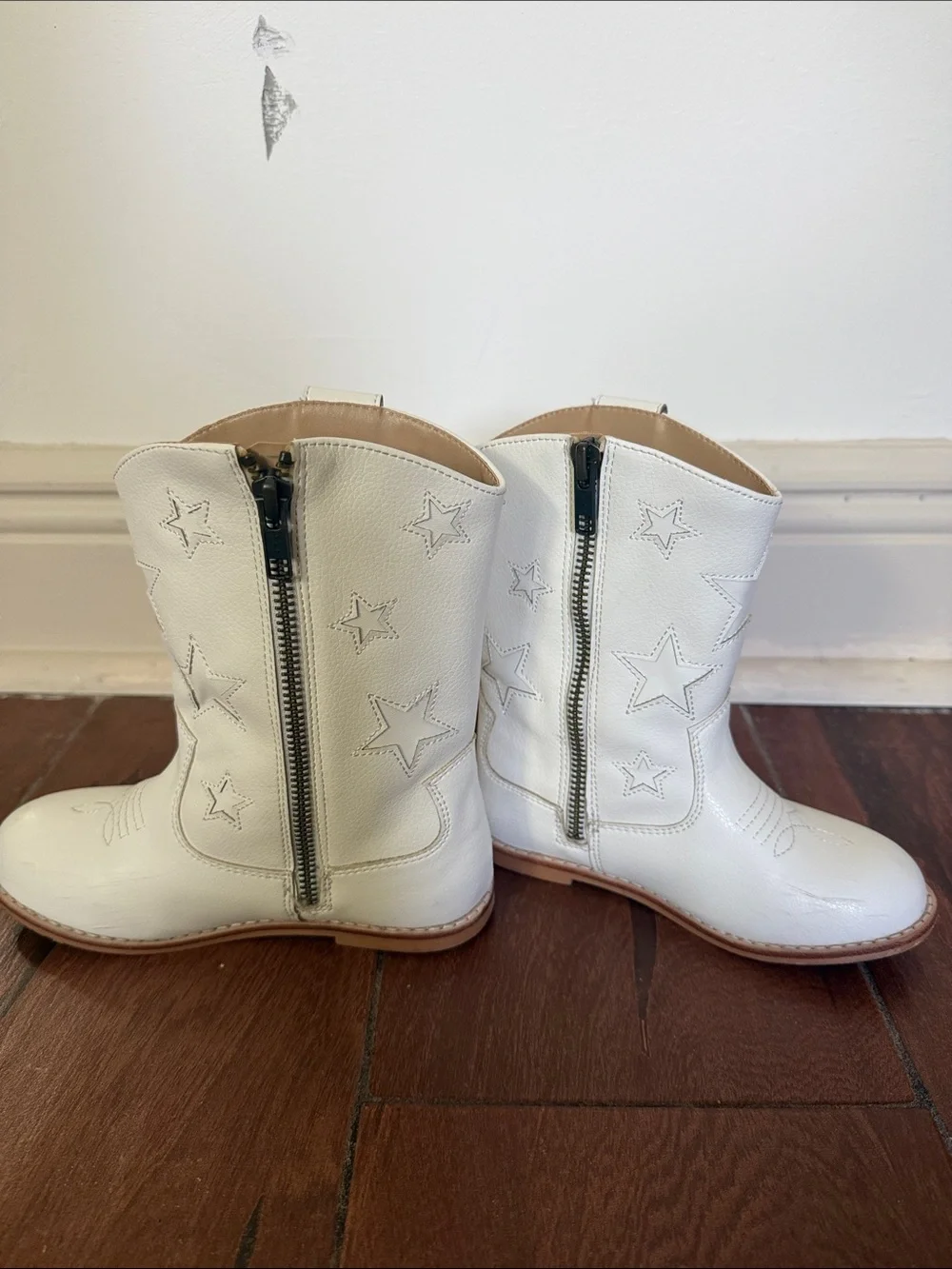 Janie and Jack White Star Embroidered Kids Cowboy Boots